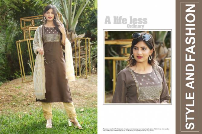 Shanaya Latest Festive Wear Cotton Slub Kurti With Bottom And Dupatta Collection